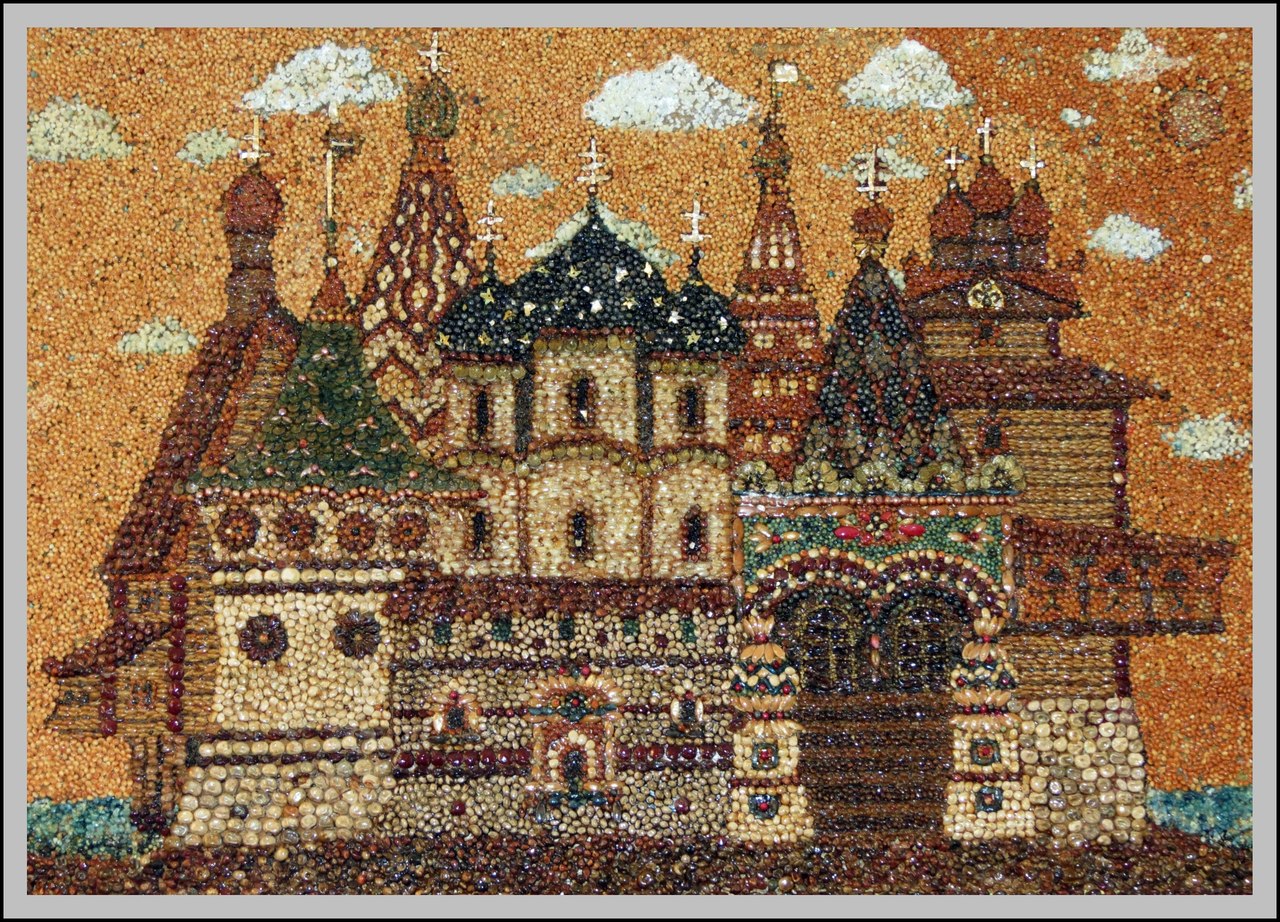 Фрагмент картины из семян